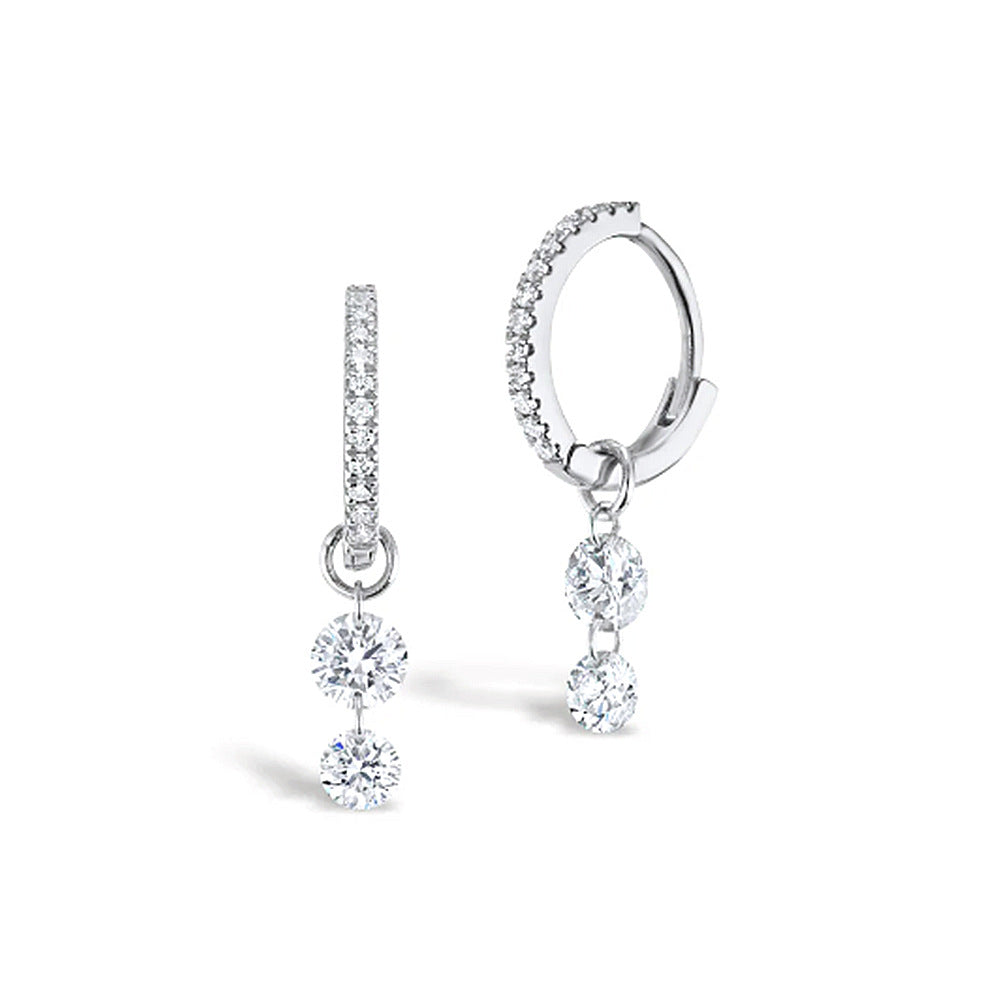S925 Sterling Silver Zircon Pendant Hoop Earrings, Luxurious & Stylish, Versatile Everyday Accessory