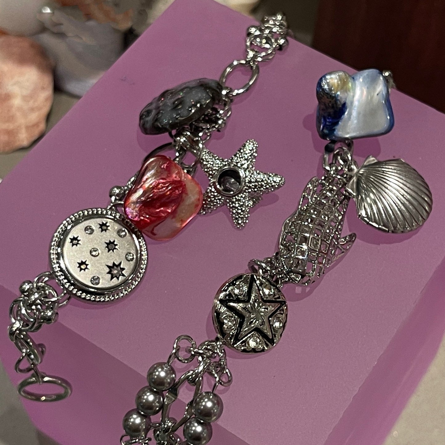 Handcrafted niche Baroque Punk  ocean mother-of-pearl bracelet