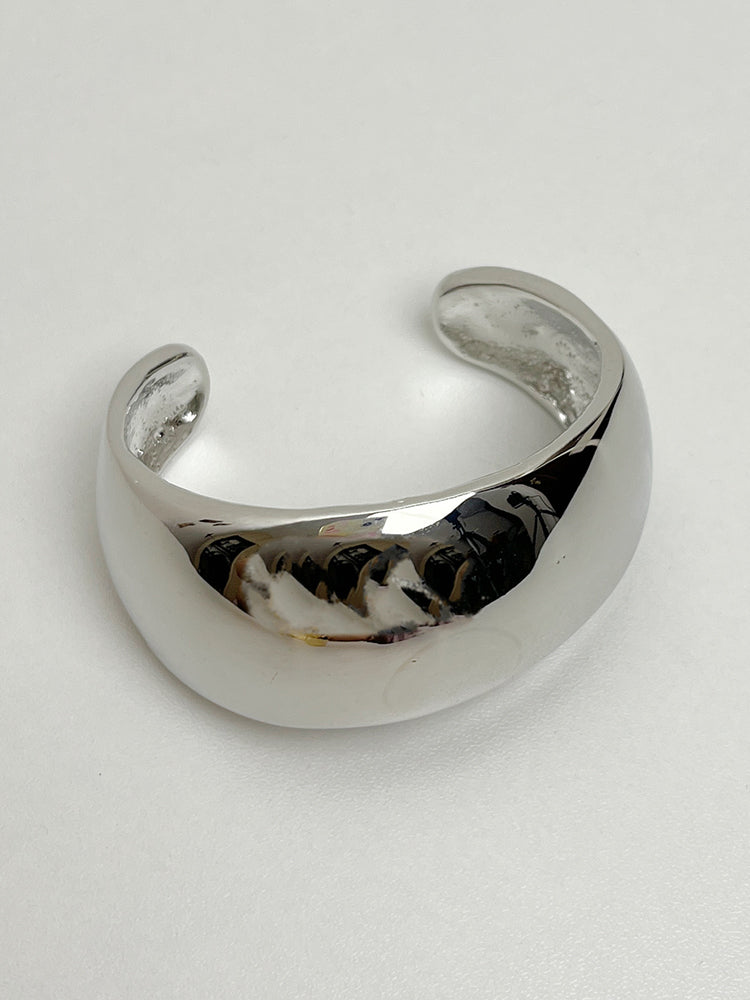 Curved Metal Open Circle Bangle, Geometric Design, Lightweight Cuff Bracelet