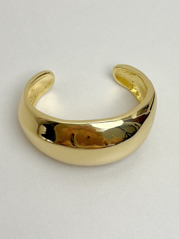 Curved Metal Open Circle Bangle, Geometric Design, Lightweight Cuff Bracelet