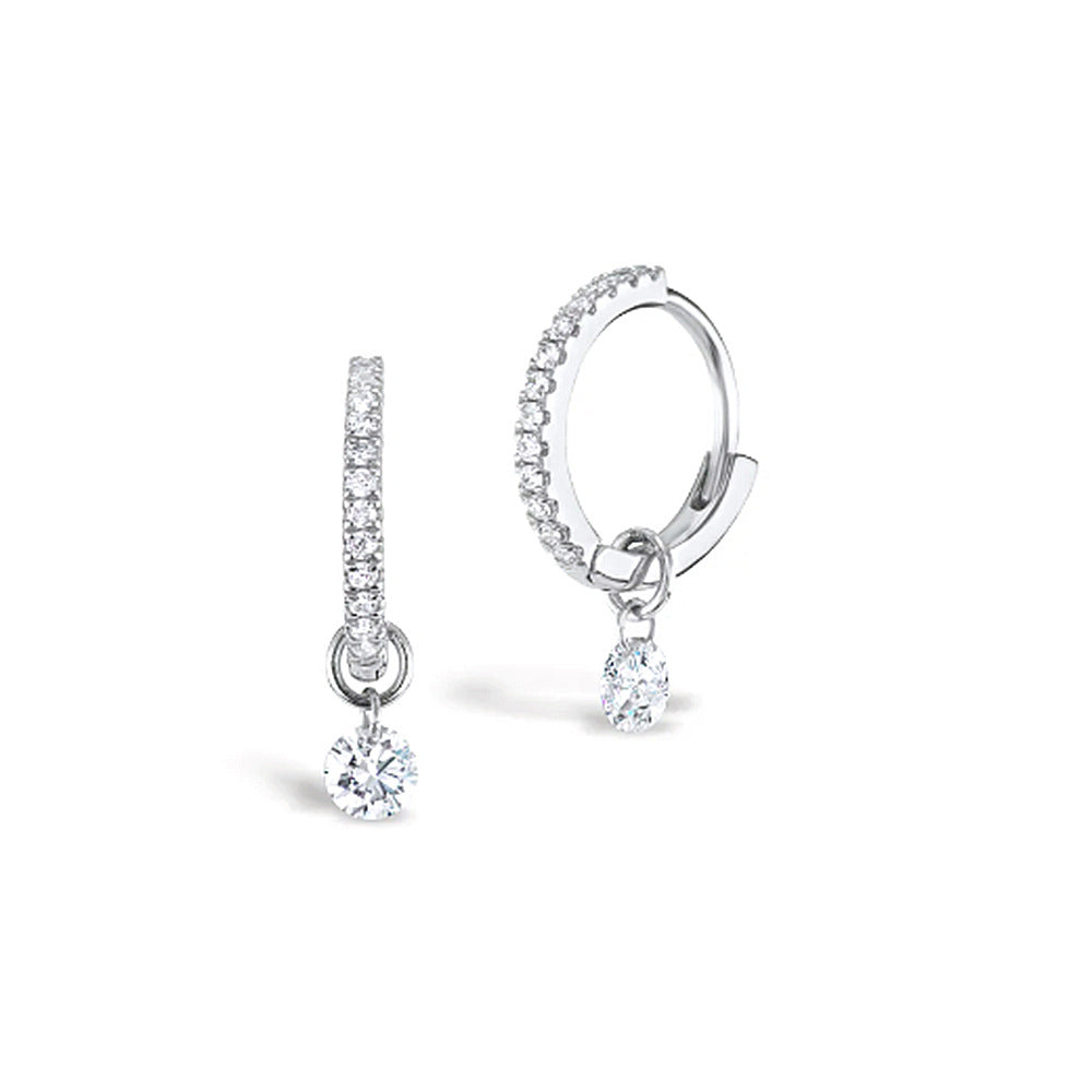 S925 Sterling Silver Zircon Pendant Hoop Earrings, Luxurious & Stylish, Versatile Everyday Accessory