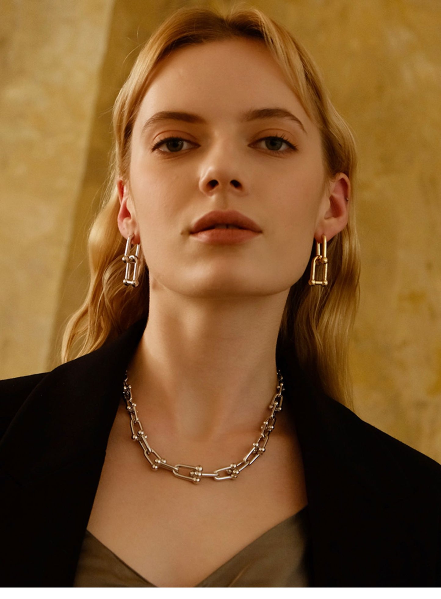 Classic U-Shape Hoop Earrings, 18K Gold-Plated Copper, Minimalist Luxury Style
