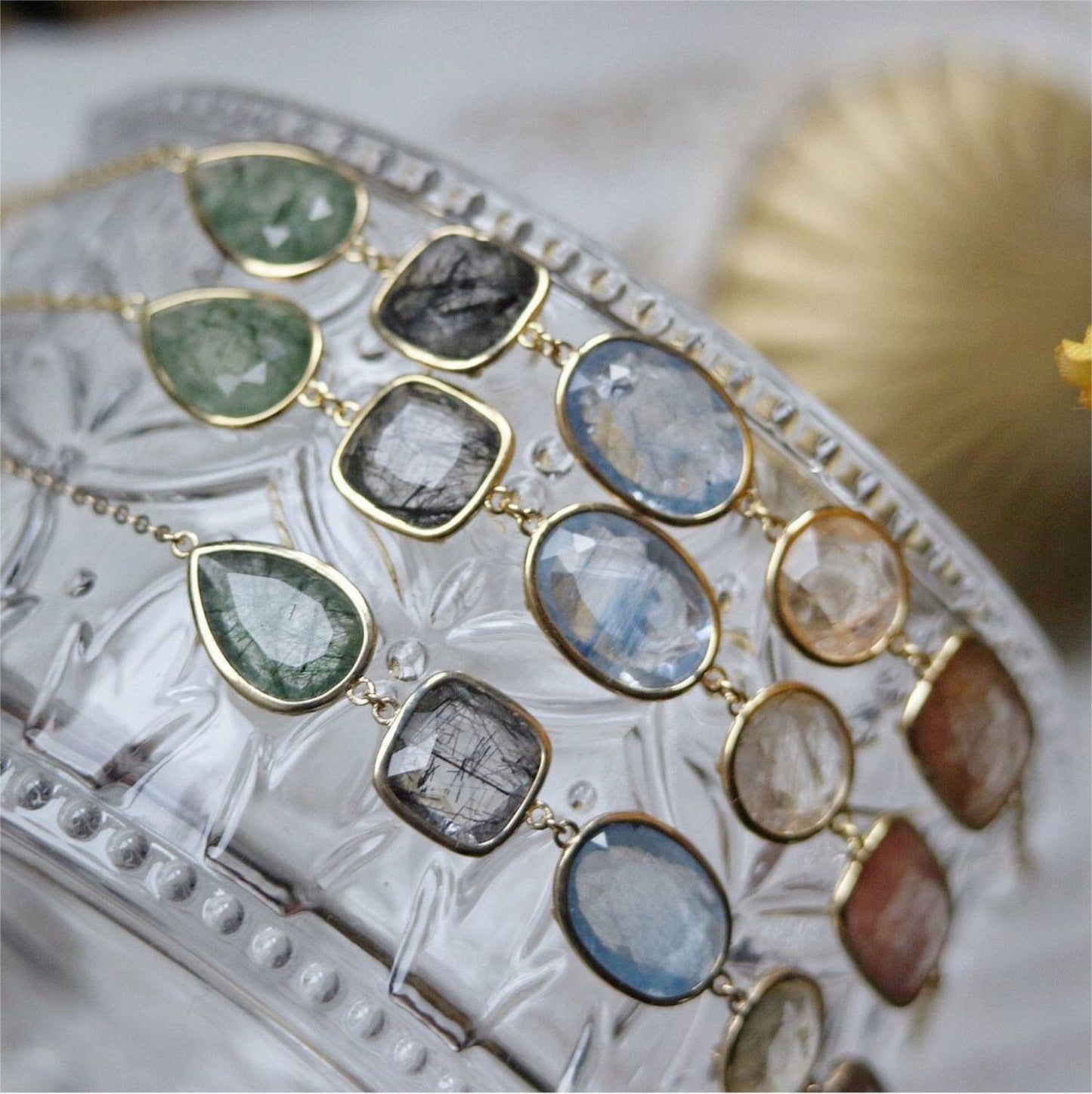 White or Colorful Crystal Bracelet, Premium Edition, Two-Tone Style