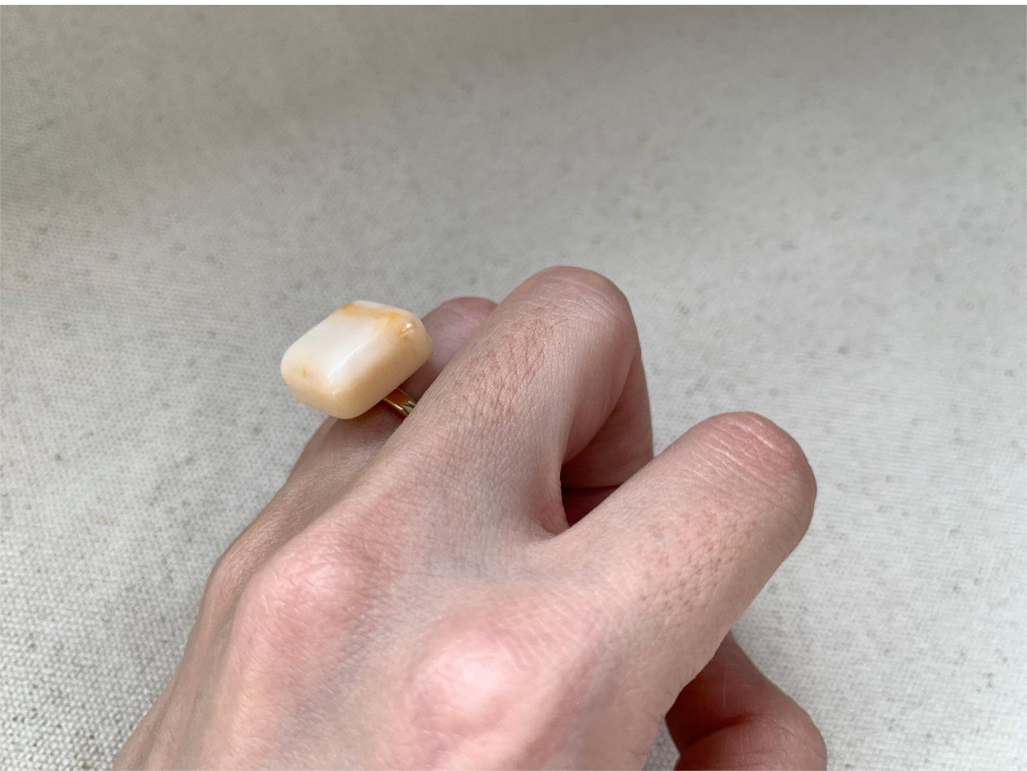 Adorable Multi-Color Resin Block Adjustable Ring, 18K Gold Plated, Playful Accessory for Women