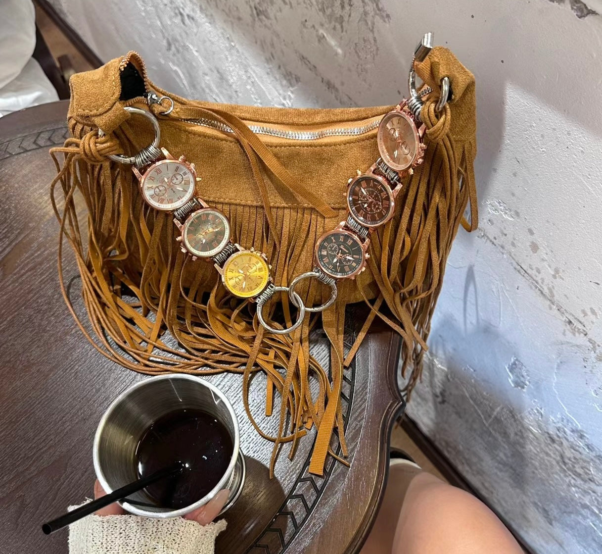 Y2K handmade multicolor watch bag strap,  unisex  watch bag chain & belt.