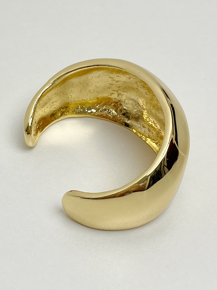 Curved Metal Open Circle Bangle, Geometric Design, Lightweight Cuff Bracelet