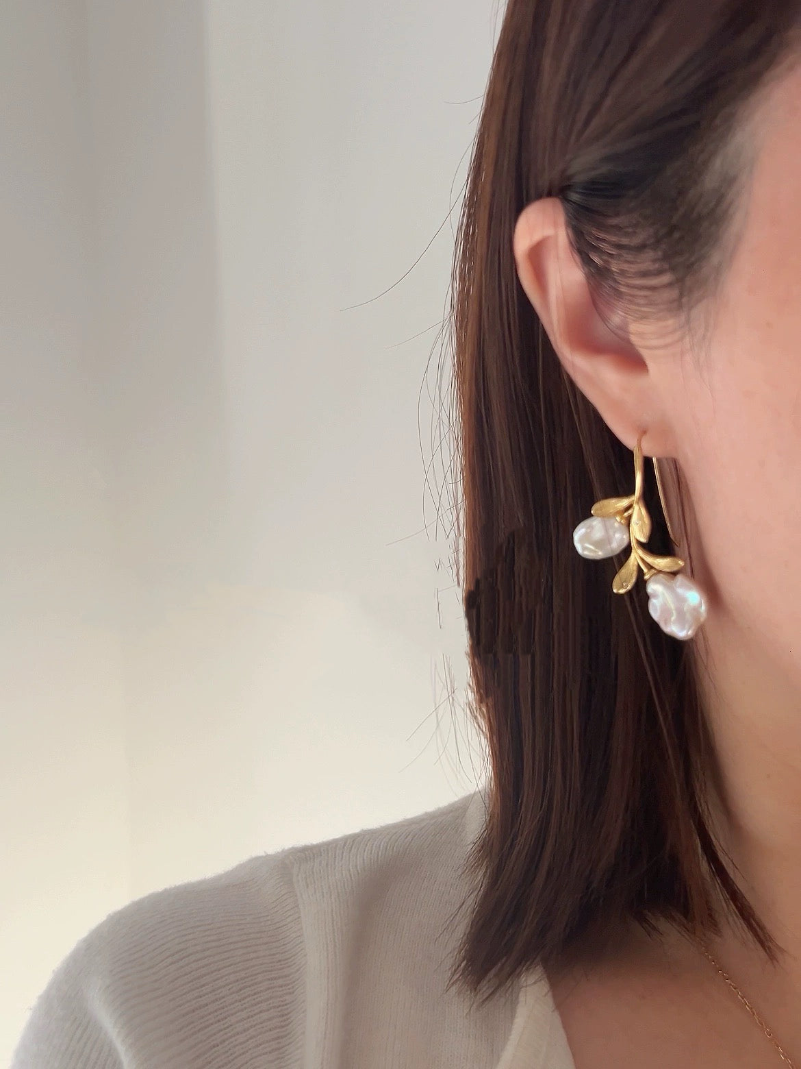 Handcrafted Custom Rose Baroque Pearl Earrings, Women's Natural Freshwater Pearl Earrings, Elegant and Unique Statement Jewelry for Wedding, Anniversary, and Special Occasions