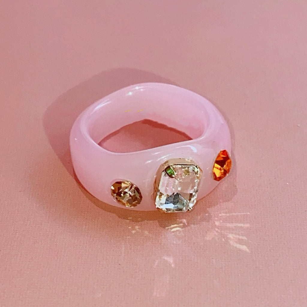 Crystal Stylish Stacking Rings, Transparent Colored Acrylic Jelly Ring, for Women and Girls
