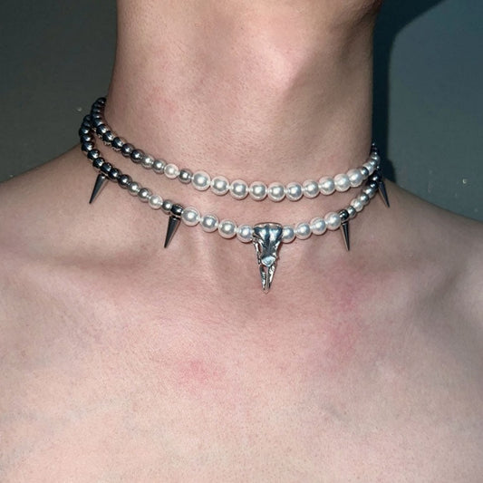 Pearl Choker Necklaces Vintage Crystal Pendant Necklace Punk Chain Accessories for Women