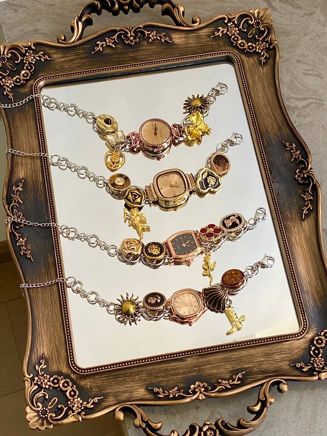 Vintage Gold Multi-Charm Watch Chain