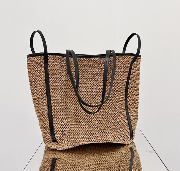 Straw Woven Bag for Women's 2024 New Spring/Summer Luxury and Western Vacation Woven Tote Bag