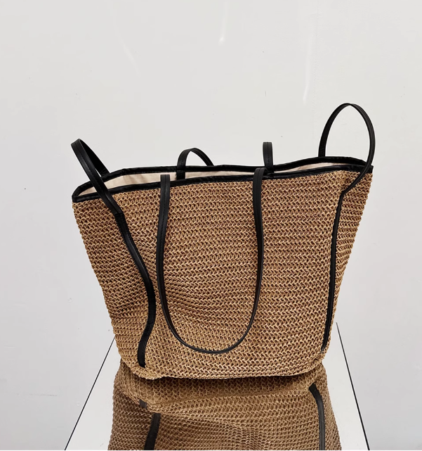 Straw Woven Bag for Women's 2024 New Spring/Summer Luxury and Western Vacation Woven Tote Bag