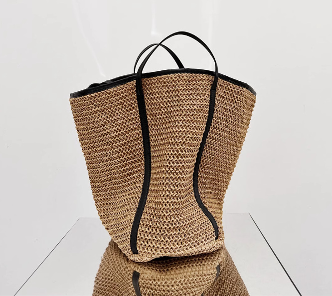 Straw Woven Bag for Women's 2024 New Spring/Summer Luxury and Western Vacation Woven Tote Bag