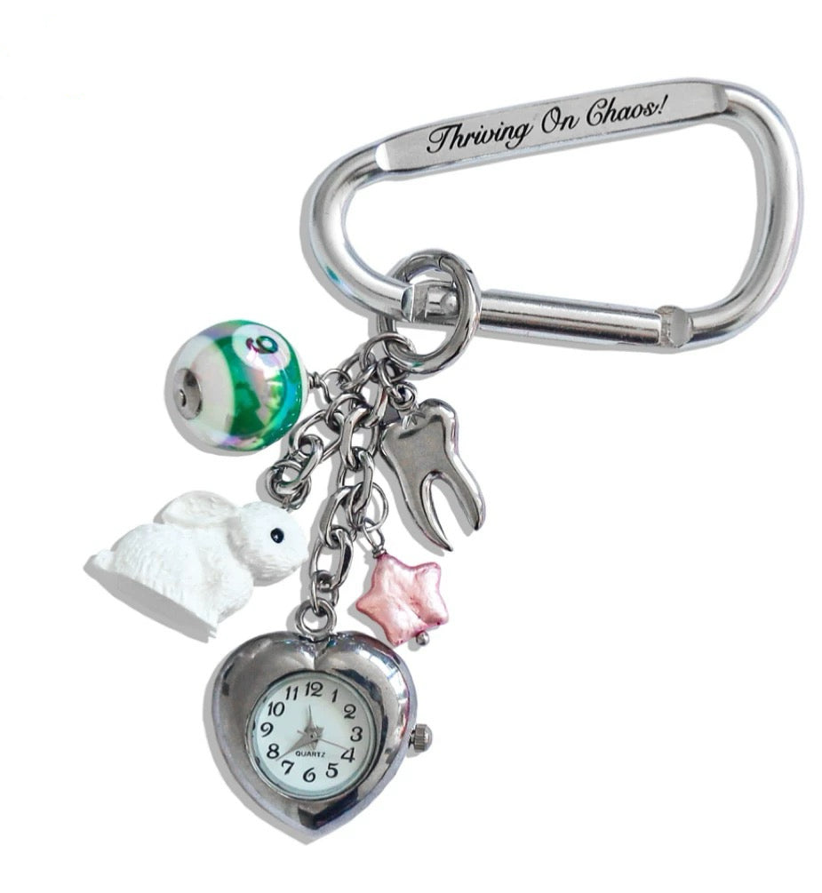 Cute bunny heart watch keychain, bag accessories.