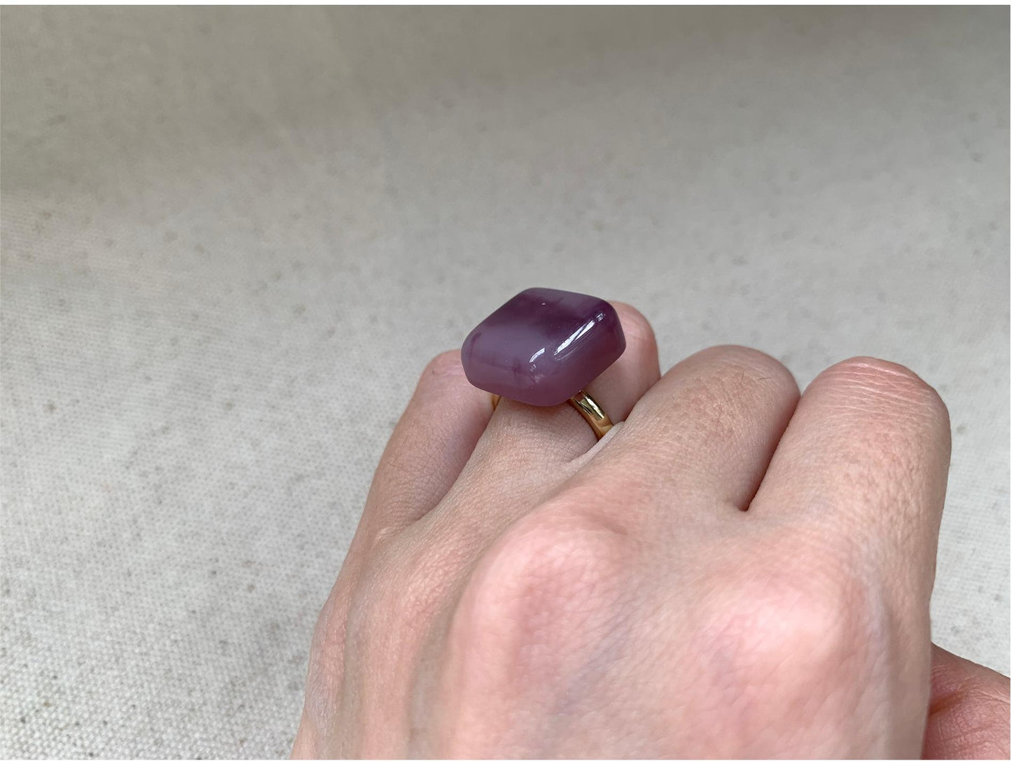 Adorable Multi-Color Resin Block Adjustable Ring, 18K Gold Plated, Playful Accessory for Women