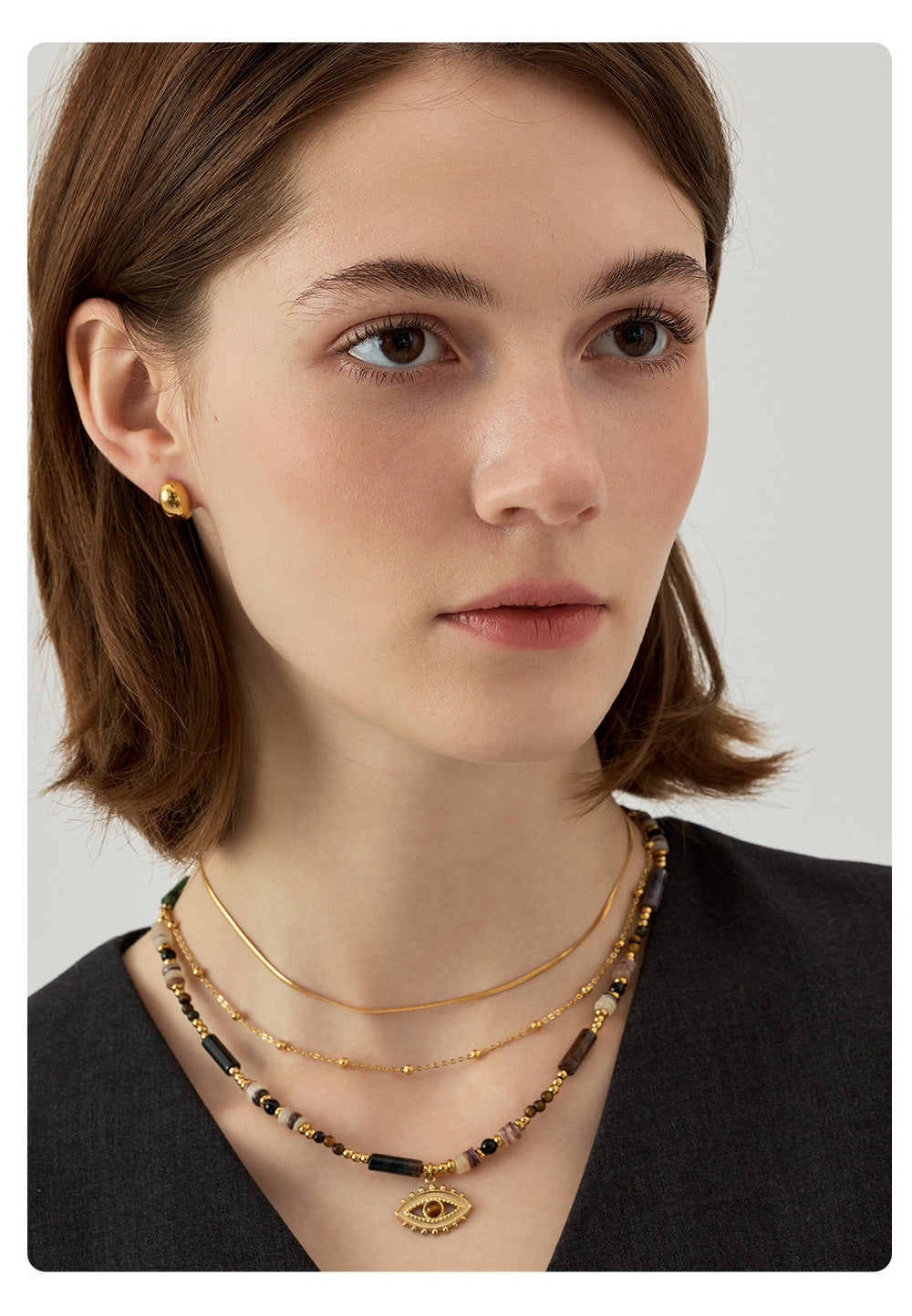 Exclusive Tiger's Eye Bead Necklace, Luxe Layering, Stylish Snake Chain, Graceful Collar