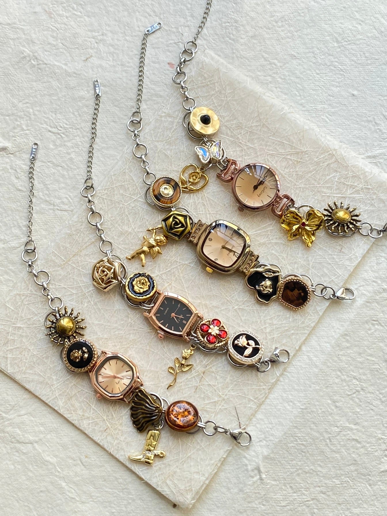 Vintage Gold Multi-Charm Watch Chain