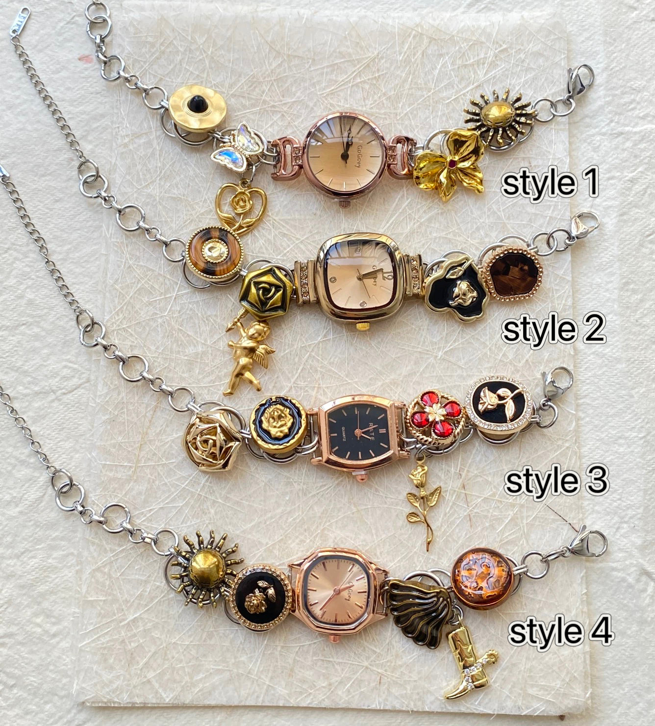 Vintage Gold Multi-Charm Watch Chain