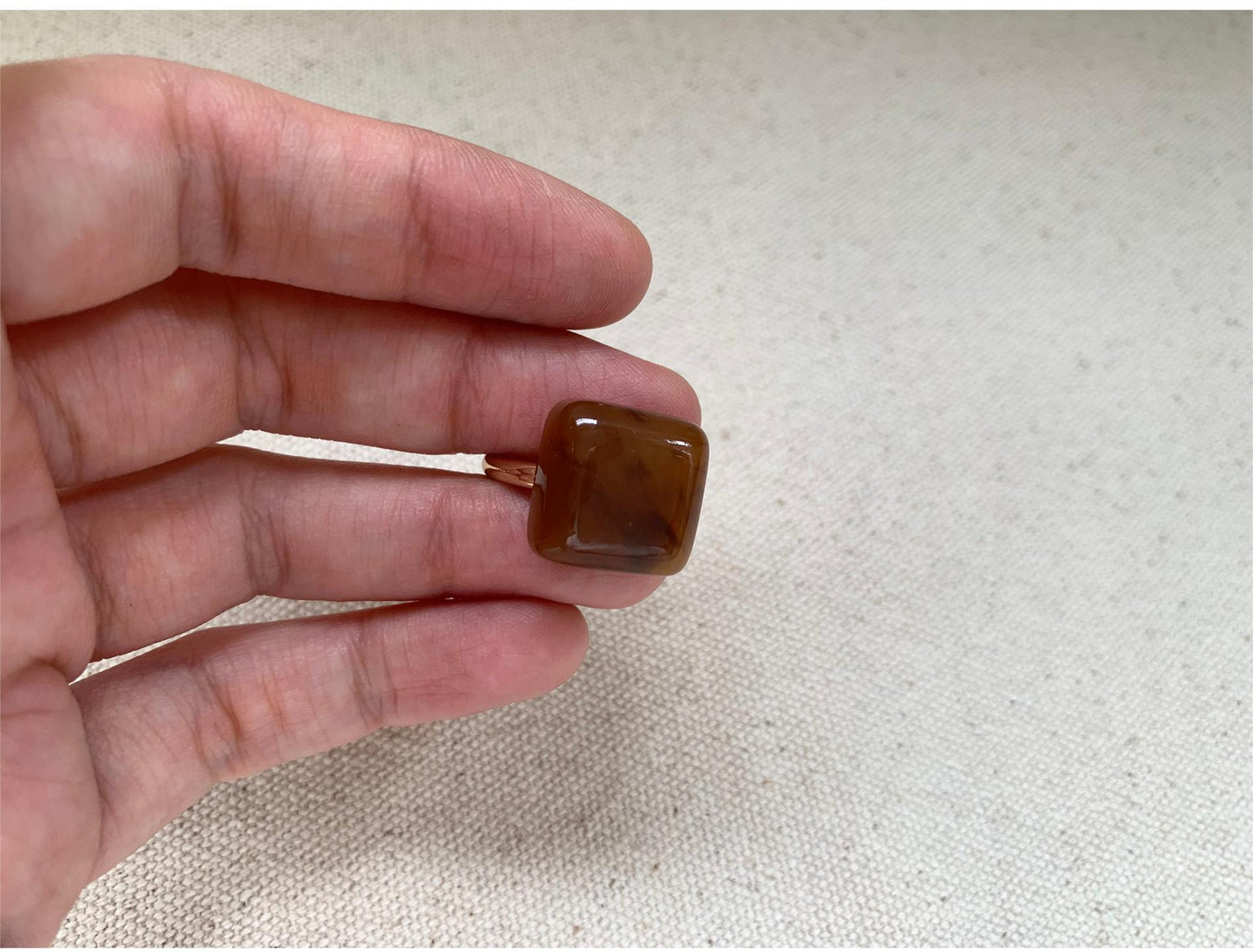 Adorable Multi-Color Resin Block Adjustable Ring, 18K Gold Plated, Playful Accessory for Women