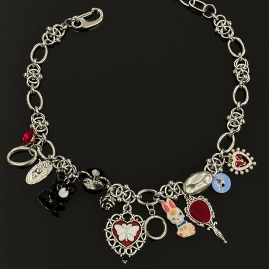 Cyber Punk Vintage Alice Rabbit Choker, Titanium Steel Chunky Chain Necklace,Y2KAccessories, Perfect Unique Handmade Gift