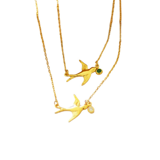 Charming 18K Gold-Plated Swallow Necklace - Elegant Avian-Themed Jewelry for Trendy Fashionistas