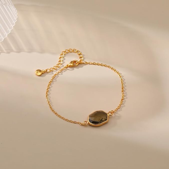 Brass Gold Plated Bracelet with Glass Diamond, Classic Bracelet for Women, 4 colors