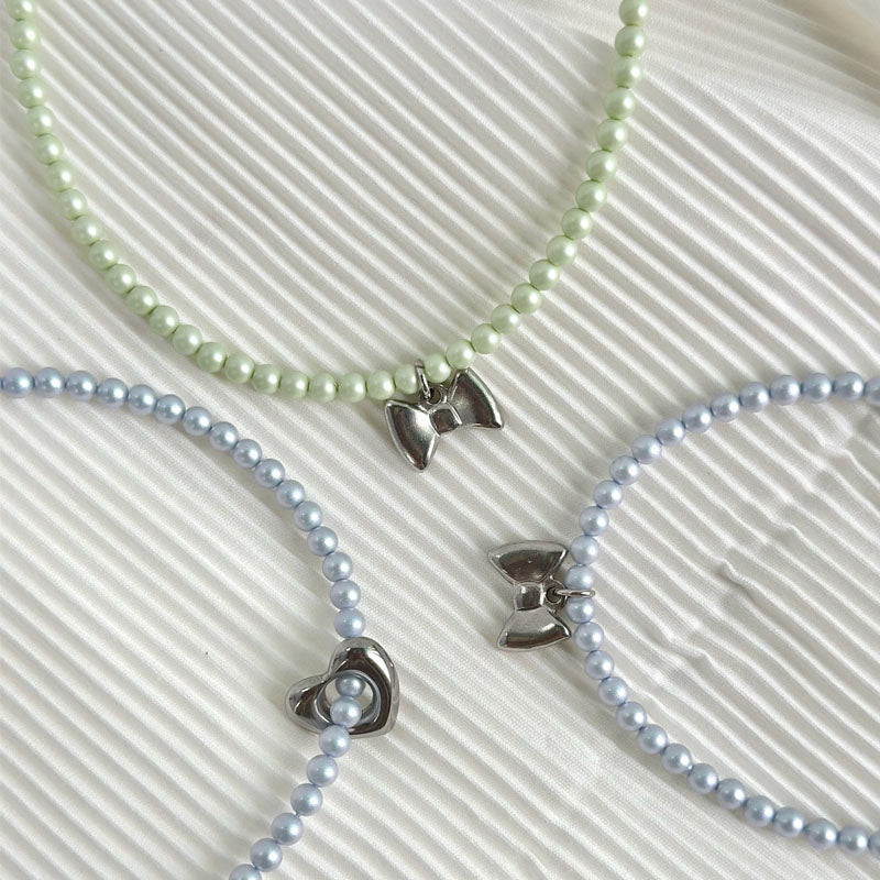 Pearl Necklace,Pearl Choker Necklace Titanium Steel Pendant Charm Lady Girlfriend Wedding Birthday Anniversary