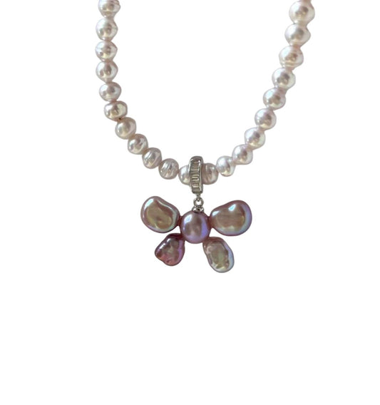 Elegant Freshwater Baroque Pearl Butterfly Pendant with Sterling Silver Universal Clasp