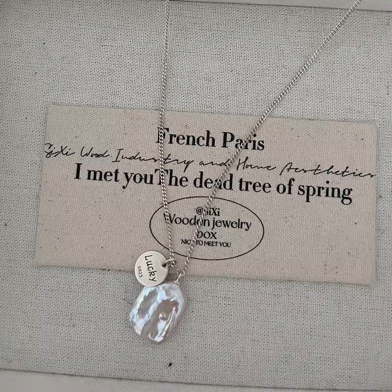 925 Sterling Silver Baroque Freshwater Grey Pearl Necklace, Women's Exquisite Neck Adornment