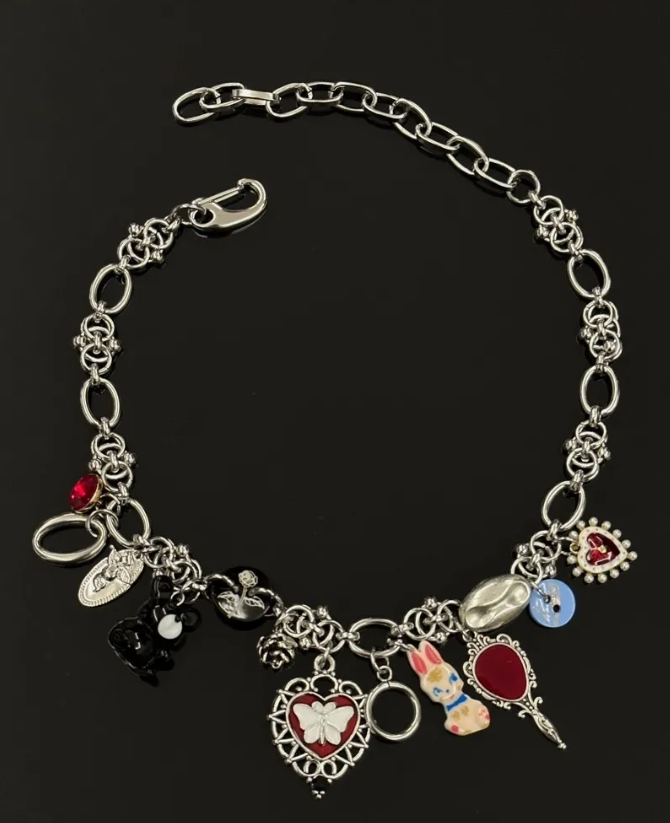 Cyber Punk Vintage Alice Rabbit Choker, Titanium Steel Chunky Chain Necklace,Y2KAccessories, Perfect Unique Handmade Gift
