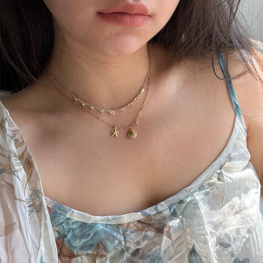Gold Plated Titanium Steel Necklace with Starfish Pendant Woman Necklace Chocker Adjustable Long Women Gift