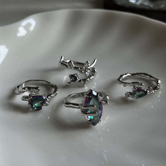 Ins Style Colorful Zircon Women's Ring Fashion Trend Girls Fashion Jewelry Gifts