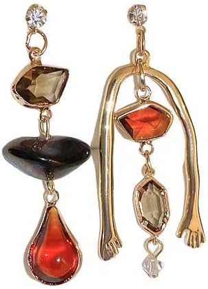 French Vintage Niche Design Cold Wind Asymmetric Zirconia Earrings, Literature Advanced Unique Temperament Earrings for Women