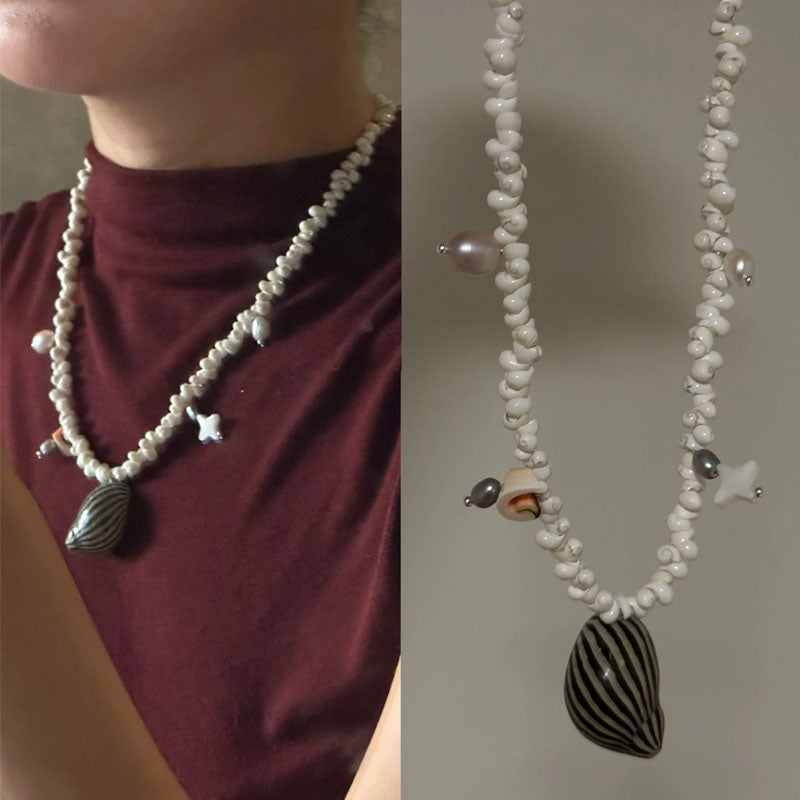 Simple style Conch Pendant Bohemian Necklace,Naturally Conch Necklace,Charm Seashell Choker Summer Ocean Beach Boho Jewelry For Women Men 
