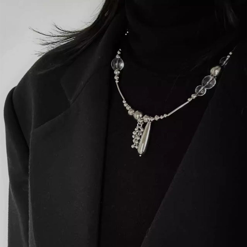 Titanium steel Beads Chain Necklace Choker Jewelry for Women and Girls