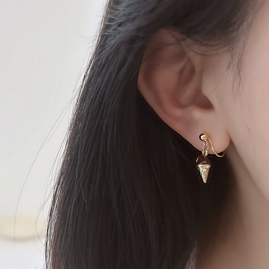 Painless Mosquito Coil Ear Cuff with GOODLUCK Letter Charm and Star Pendant and Ice Cream Cone