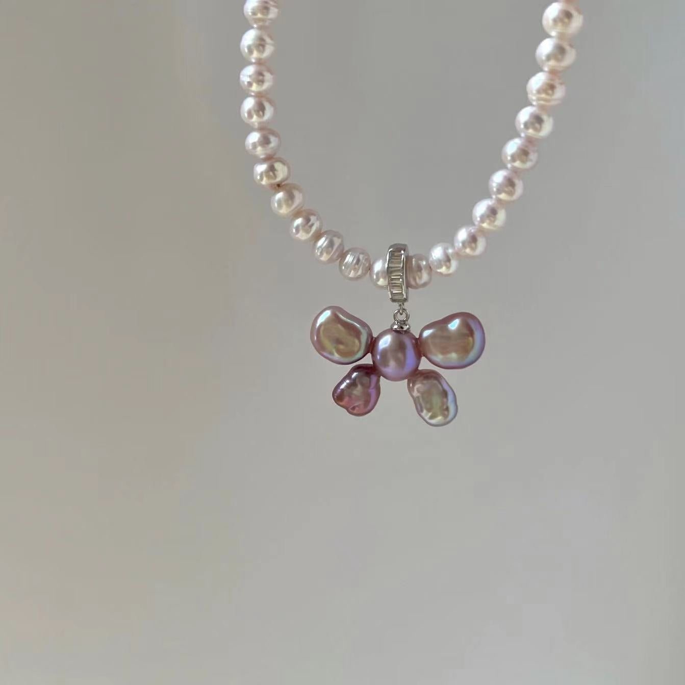 Elegant Freshwater Baroque Pearl Butterfly Pendant with Sterling Silver Universal Clasp