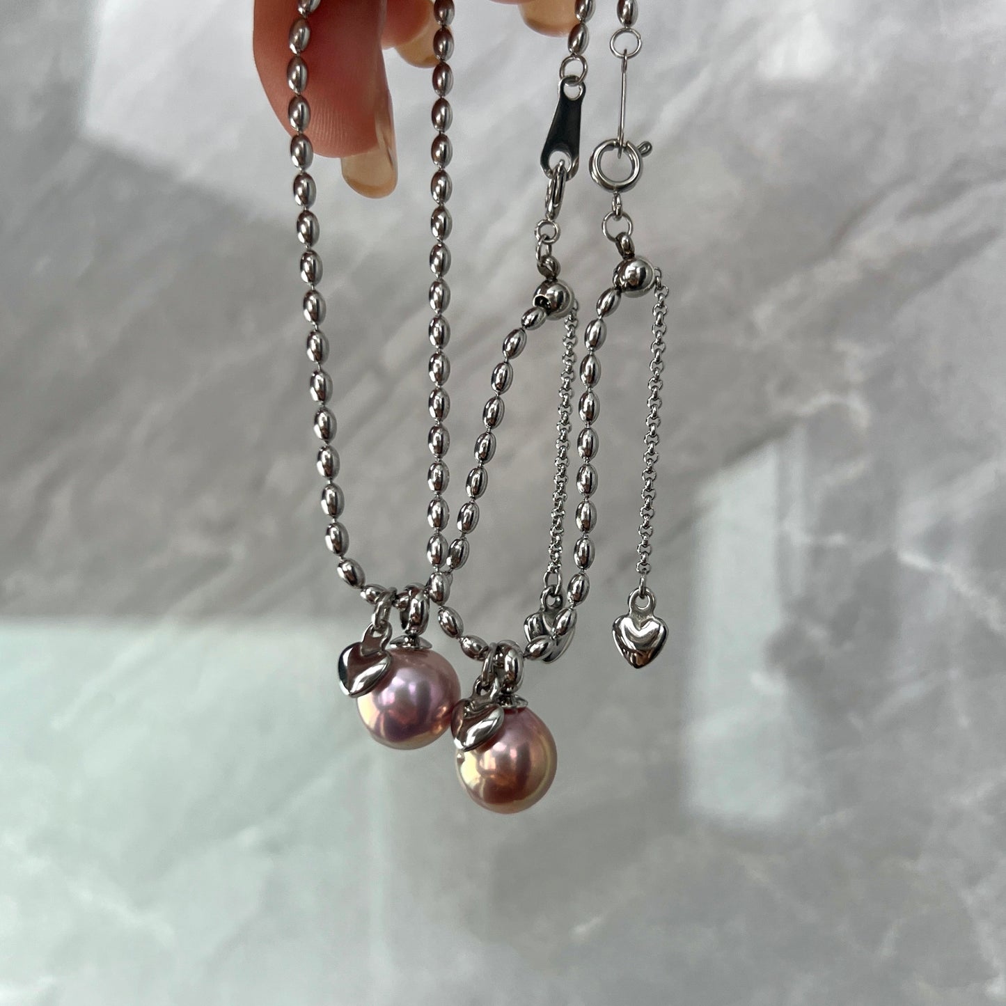 Freshwater Pearl Titanium Steel Baroque Avocado-Hued Bracelet