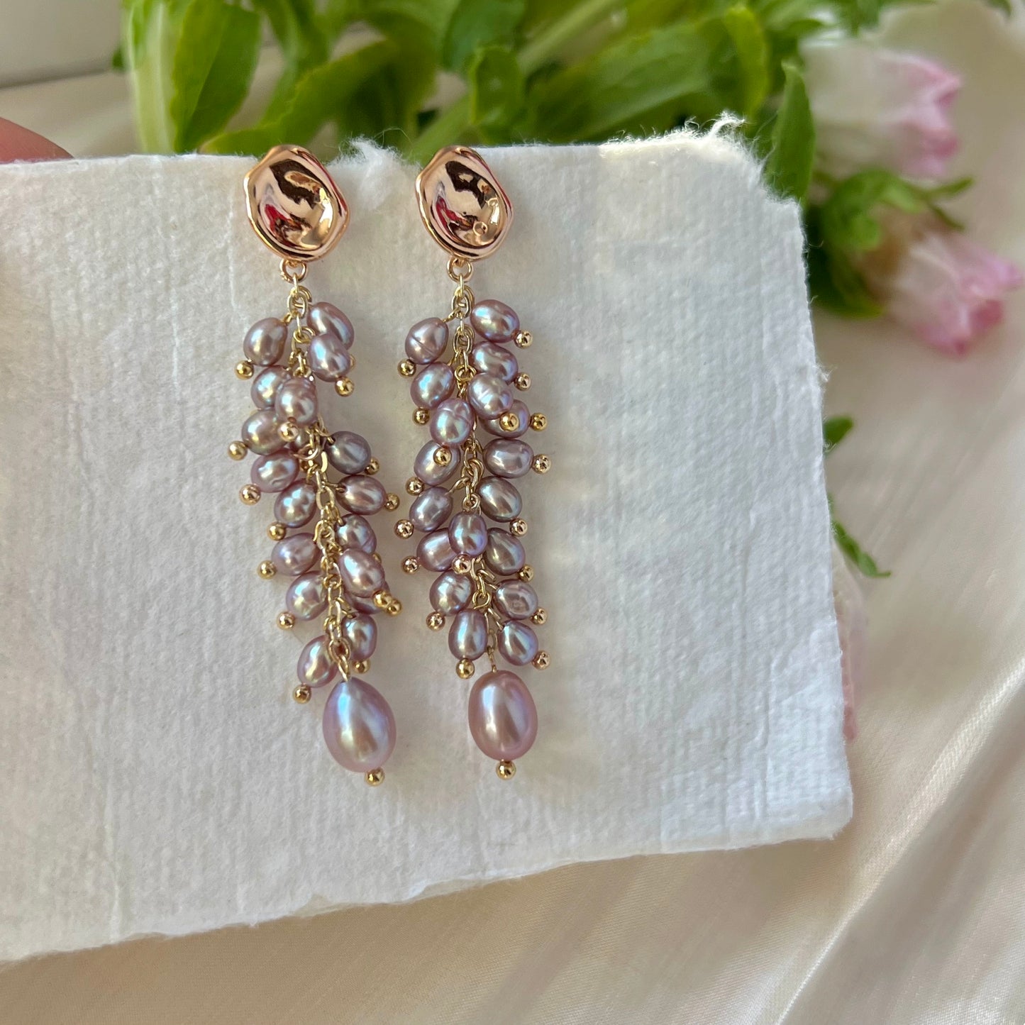 Elegant S925 Silver Natural Freshwater Pearl Rice Bead Earrings – Luxurious Non-Nucleated Jewelry