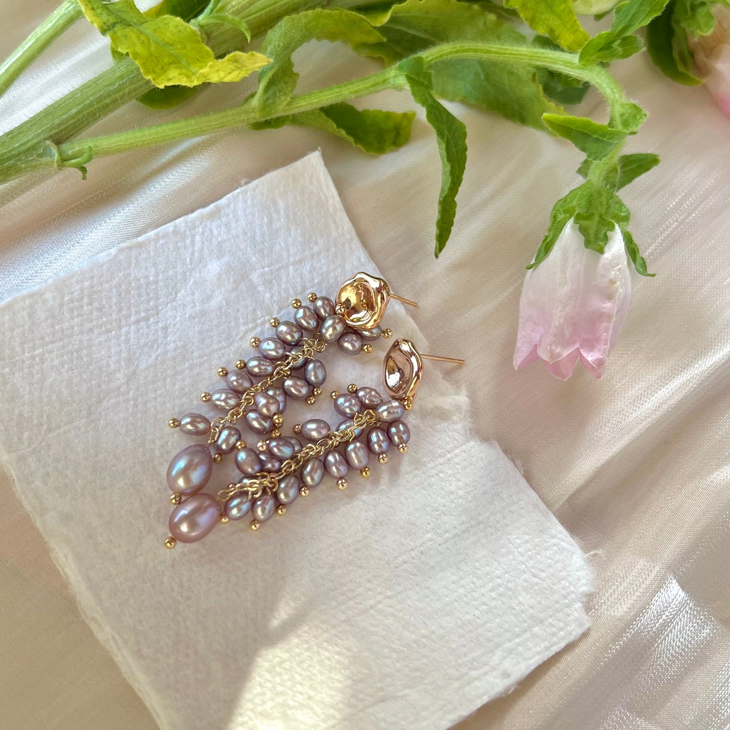 Elegant S925 Silver Natural Freshwater Pearl Rice Bead Earrings – Luxurious Non-Nucleated Jewelry