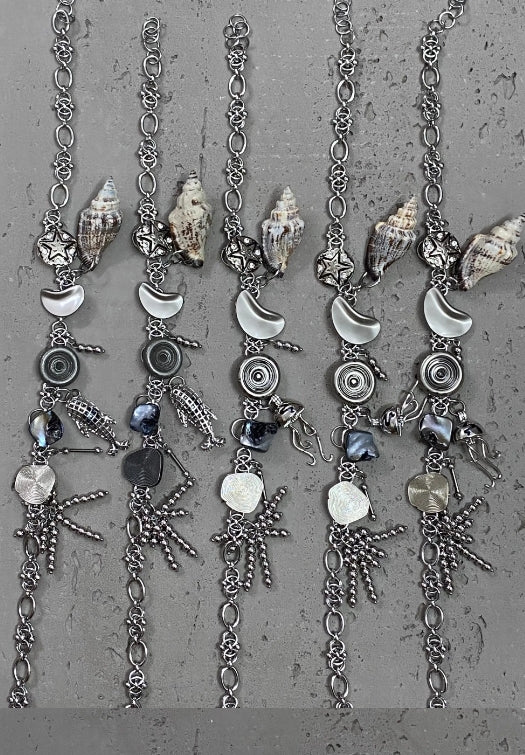 Vintagepunk jellyfish conch button silver choker,Unique niche style,Y2Kchoker,A special gift