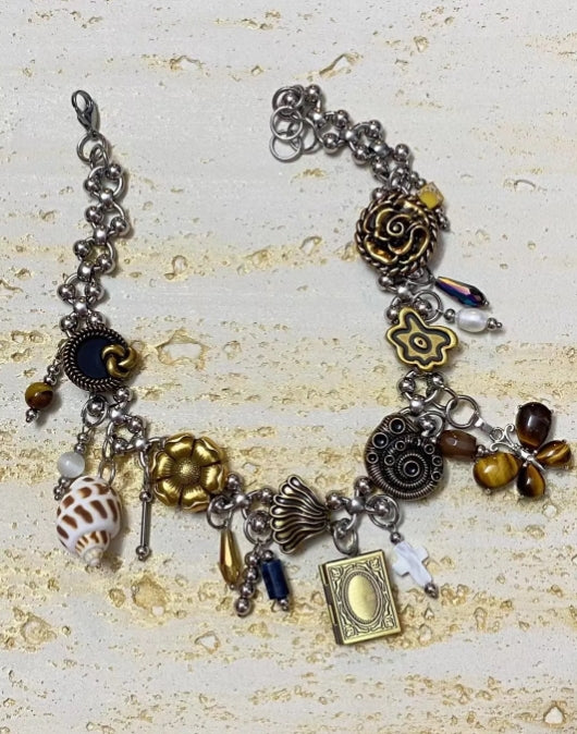 Vintagepunk Shell, Conch and Butterfly Element Silver Choker, Trend Clutter Cool Chunky chain choker,Y2Kchoker