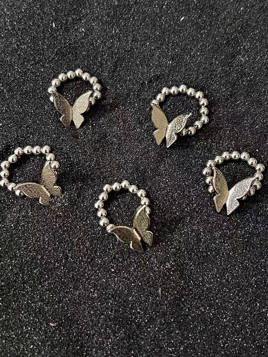1pc Sliver Butterfly Ring Cute Style Dainty Valentine Anniversary Birthday Jewelry Gifts for Women Girls