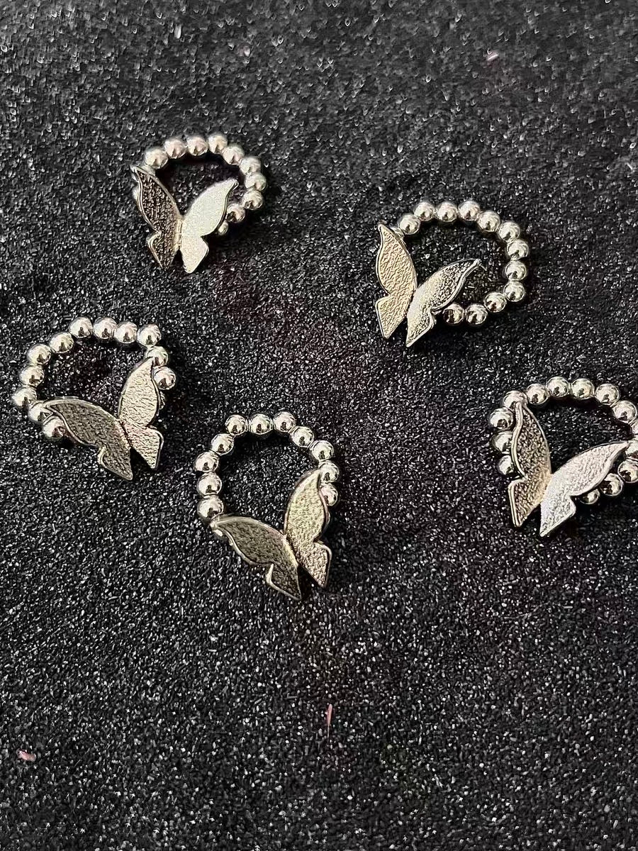 1pc Sliver Butterfly Ring Cute Style Dainty Valentine Anniversary Birthday Jewelry Gifts for Women Girls