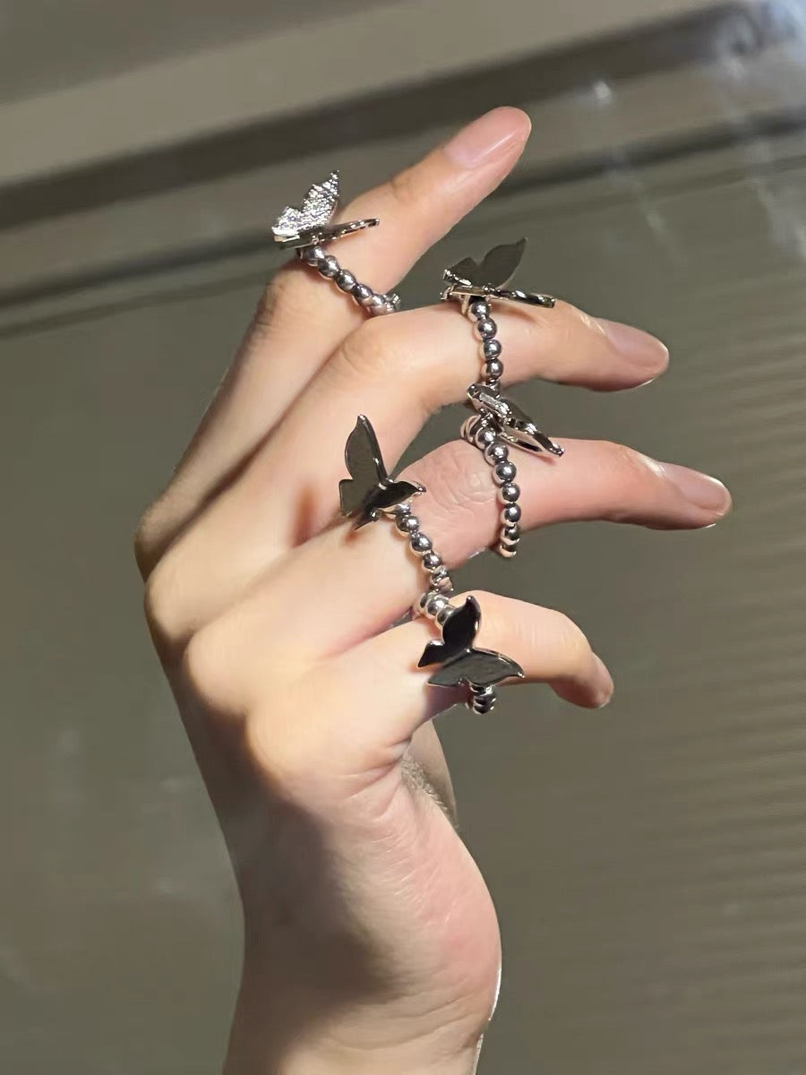 1pc Sliver Butterfly Ring Cute Style Dainty Valentine Anniversary Birthday Jewelry Gifts for Women Girls