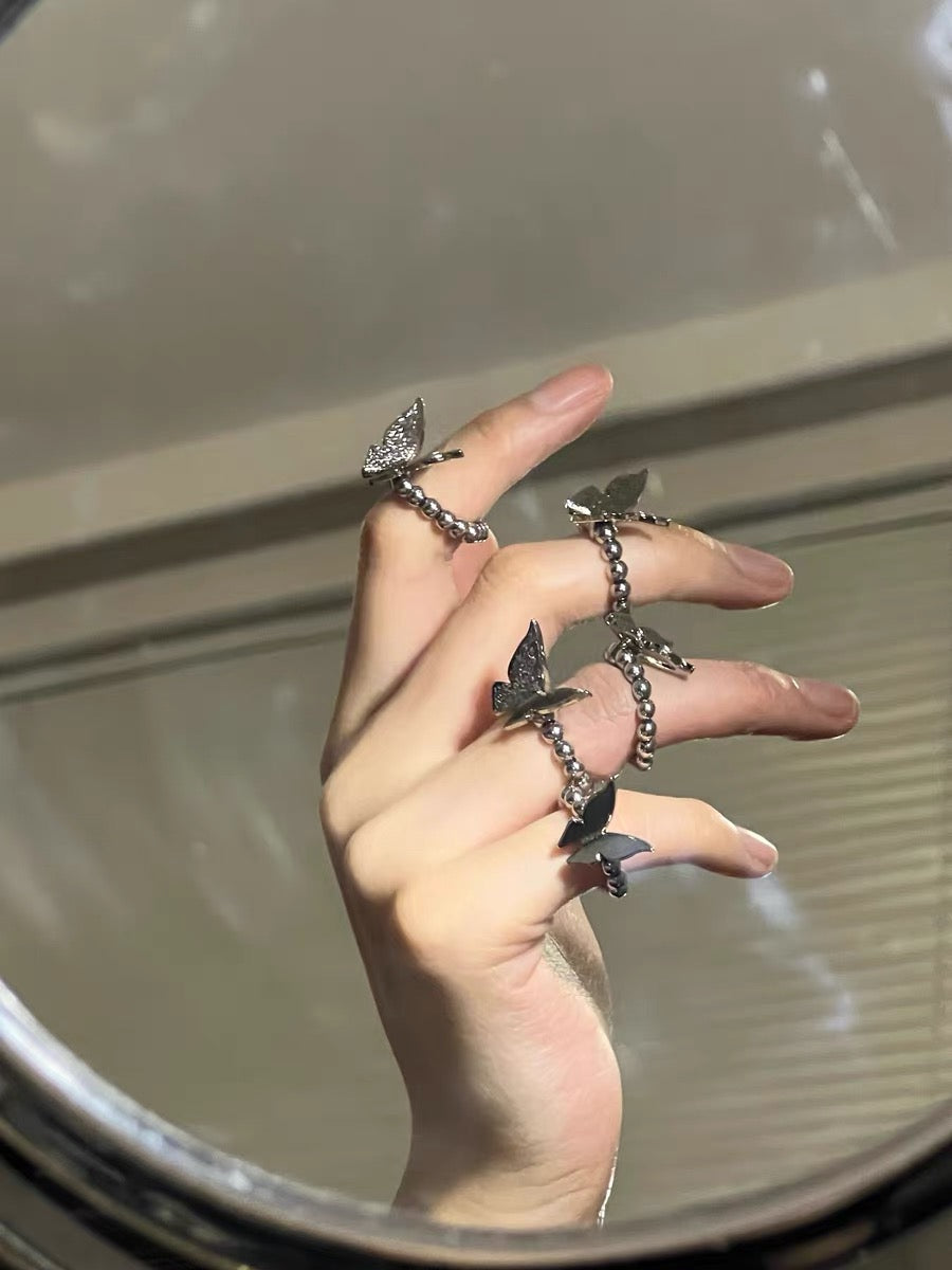 1pc Sliver Butterfly Ring Cute Style Dainty Valentine Anniversary Birthday Jewelry Gifts for Women Girls