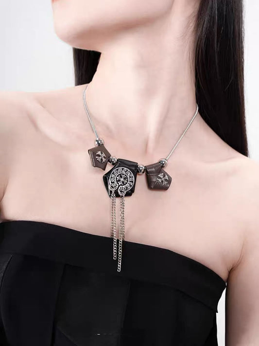 Cyber Punk Niche Chunky Choker Fashion Gothic Chrome Necklace for Men and Women