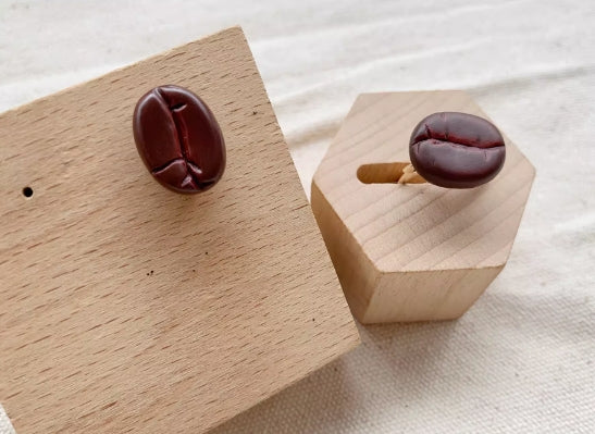Adorable Coffee Bean Earrings,925 Silver ,Girlish Style. A special gift for coffee lover.