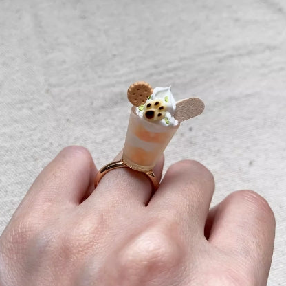 A Cute Cookie And Cheese Cup-Shaped Ring,Special Design, Adorable Style.