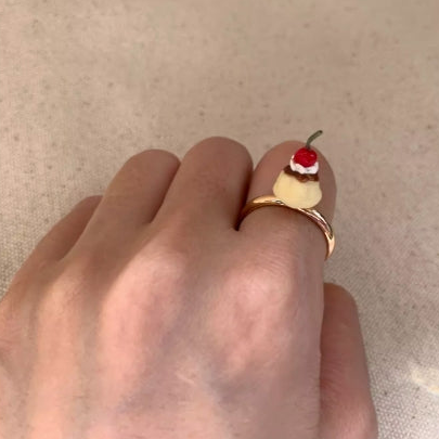 "Adorable Cherry Pudding Ring",Girly Style,Interesting design is a special gift. Niche style